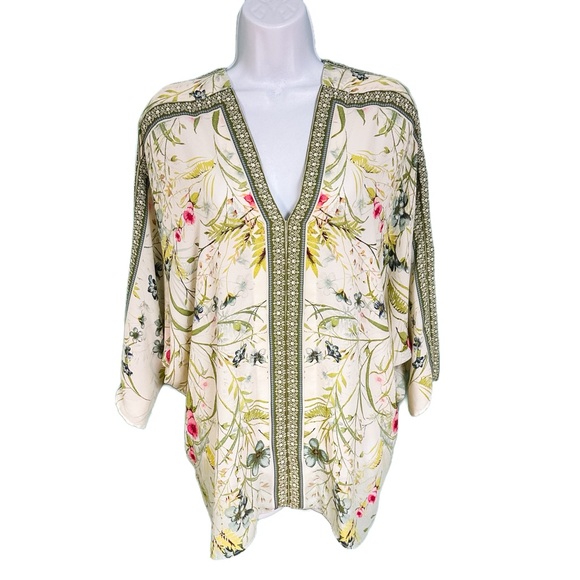 Curvy Mixed Print Block Dolman Peplum Top - Olive main image 1